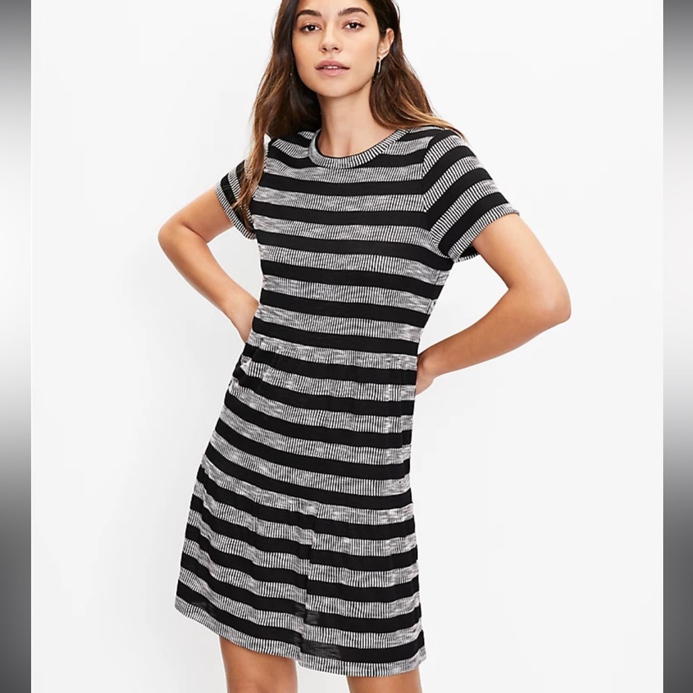 Geo Striped Tiered Tee Dress